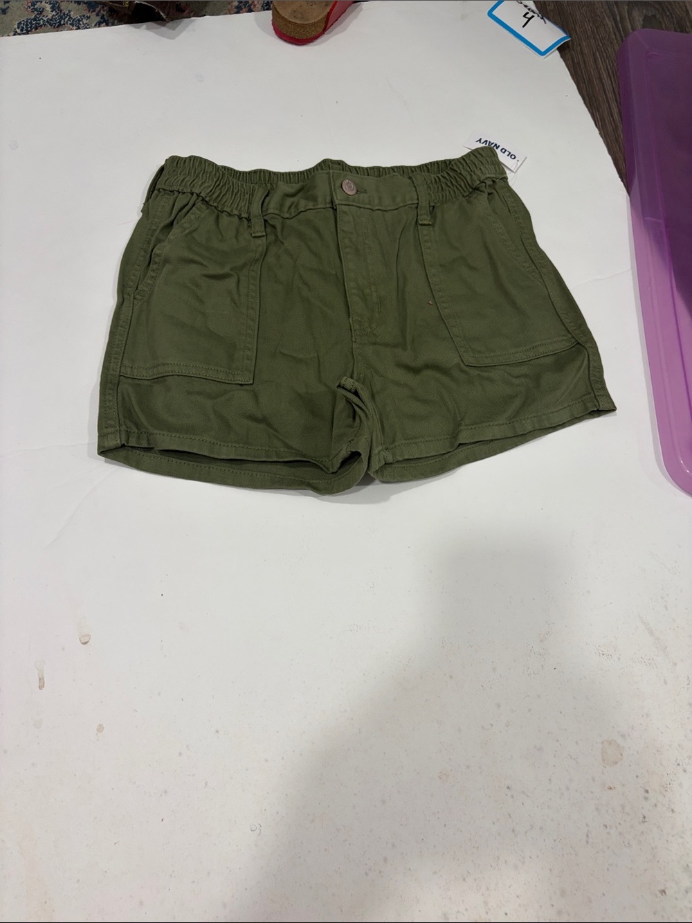 Old Navy Olive Green High-Waist Utility Pull-On Shorts